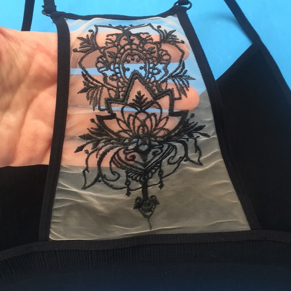 Tattoo Mesh Bralette BRA Black New - Picture 5 of 7